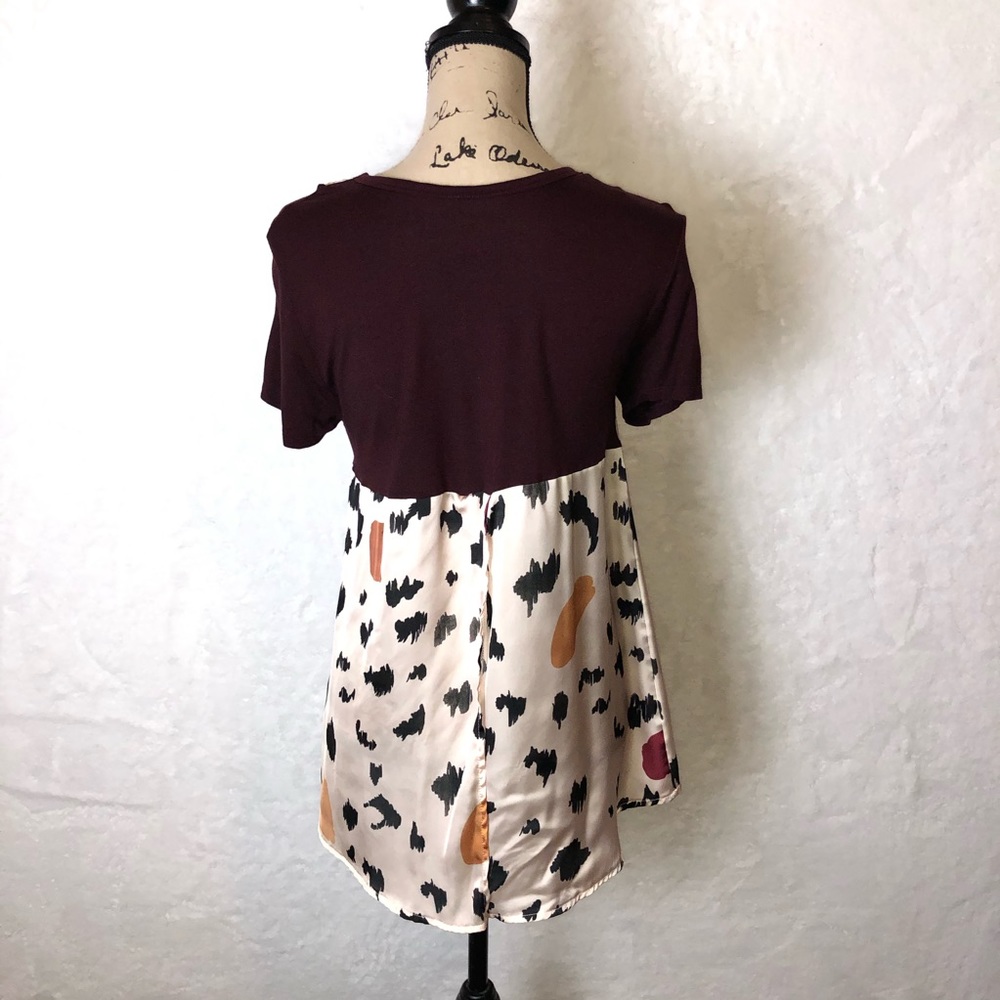 Zara Collection Animal Print Split Back Blouse M - Picture 4 of 8
